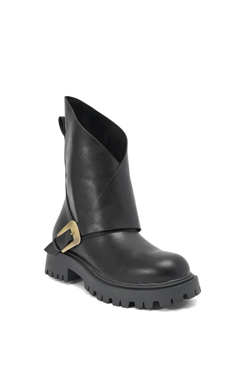 AZALEA WANG PHRIXUS BLACK CHUNKY SHORT SHAFT PU BOOT - Image 5