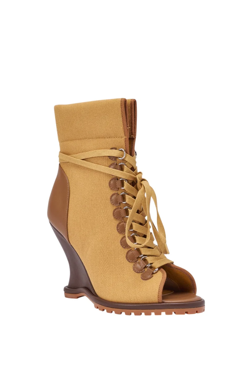 AZALEA WANG PINGREE BROWN OPEN TOE WEDGE BOOTIE - Image 5