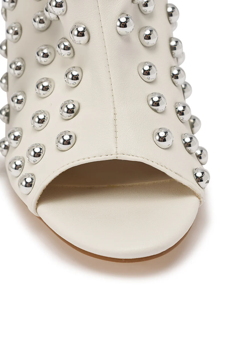 AZALEA WANG PRIS WHITE STUDDED OPEN TOE BOOTIE - Image 7