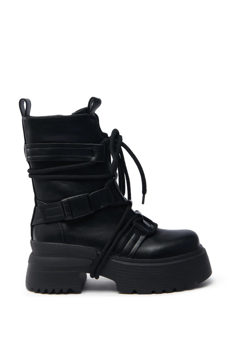 AZALEA WANG ROISIN BLACK COMBAT BOOTIE - Image 4