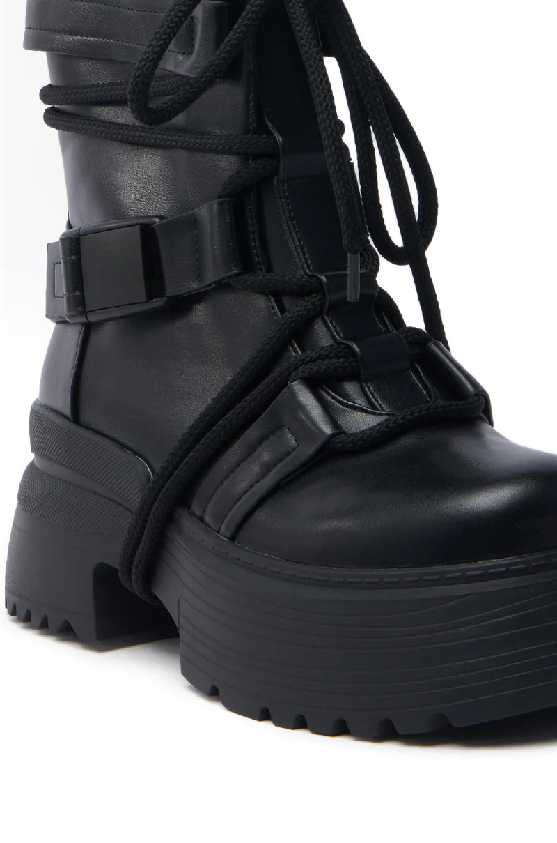 AZALEA WANG ROISIN BLACK COMBAT BOOTIE - Image 7