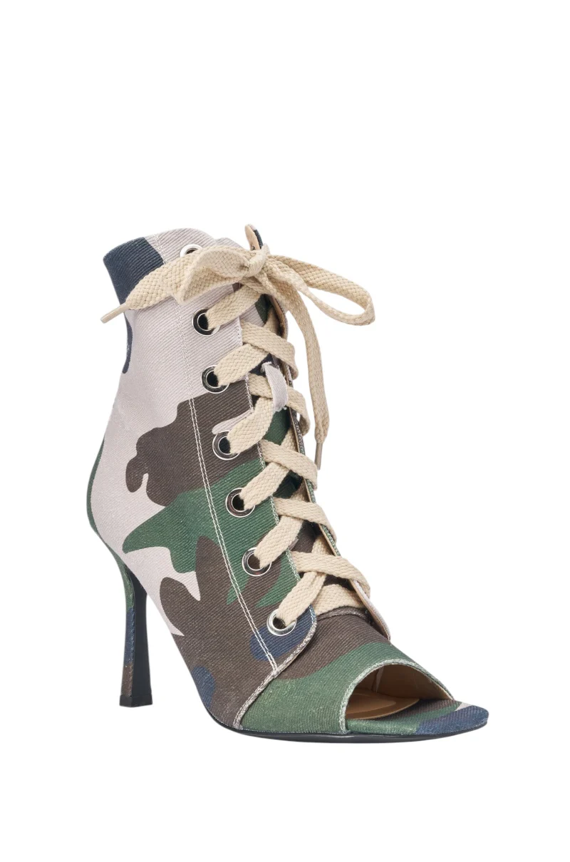 AZALEA WANG ROOFTOP CAMO OPEN TOE LACE UP BOOTIE - Image 5