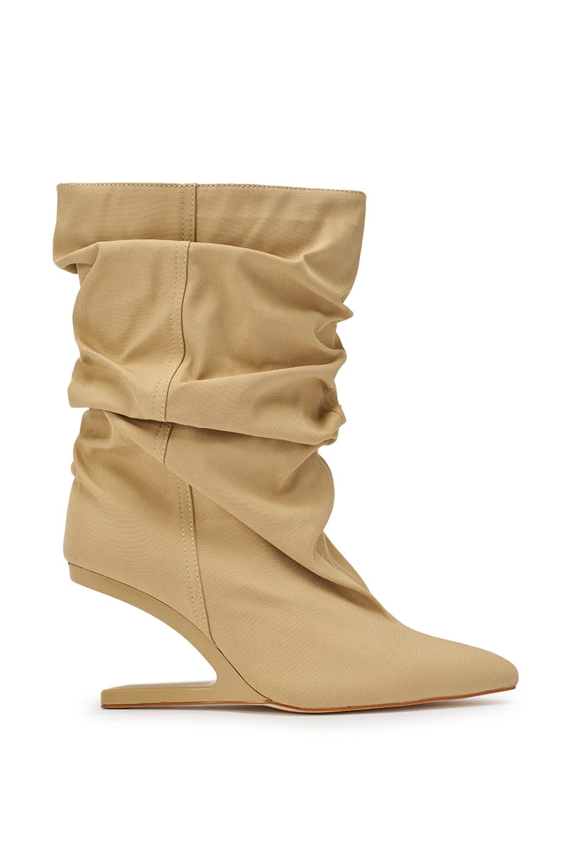 AZALEA WANG SERONA KHAKI INVISIBLE WEDGE BOOTIE - Image 3