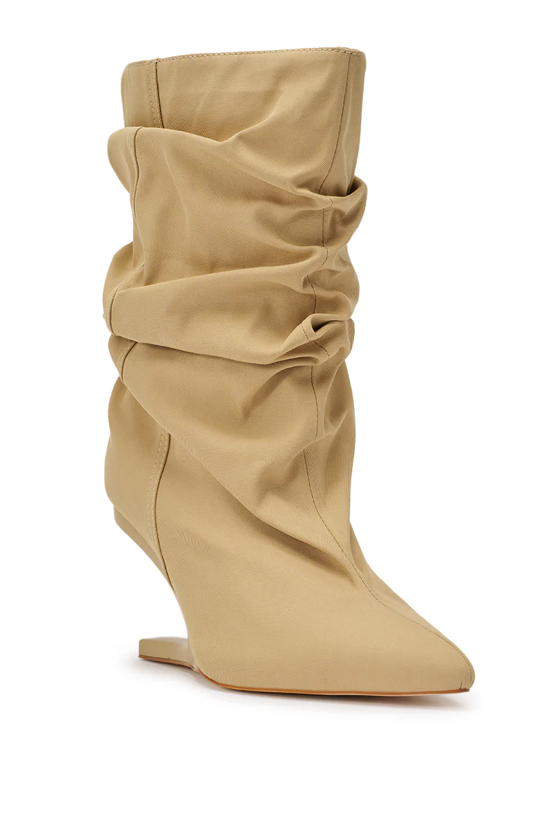 AZALEA WANG SERONA KHAKI INVISIBLE WEDGE BOOTIE - Image 4