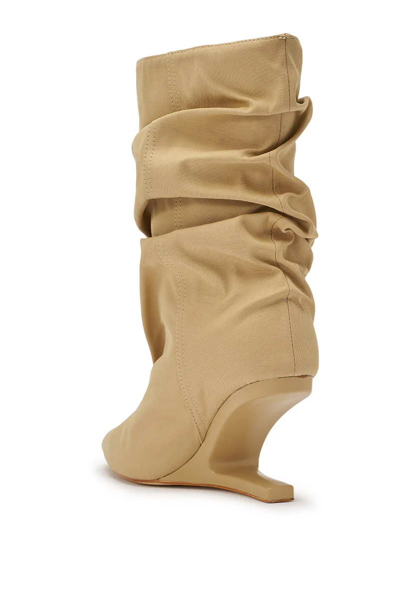 AZALEA WANG SERONA KHAKI INVISIBLE WEDGE BOOTIE - Image 5