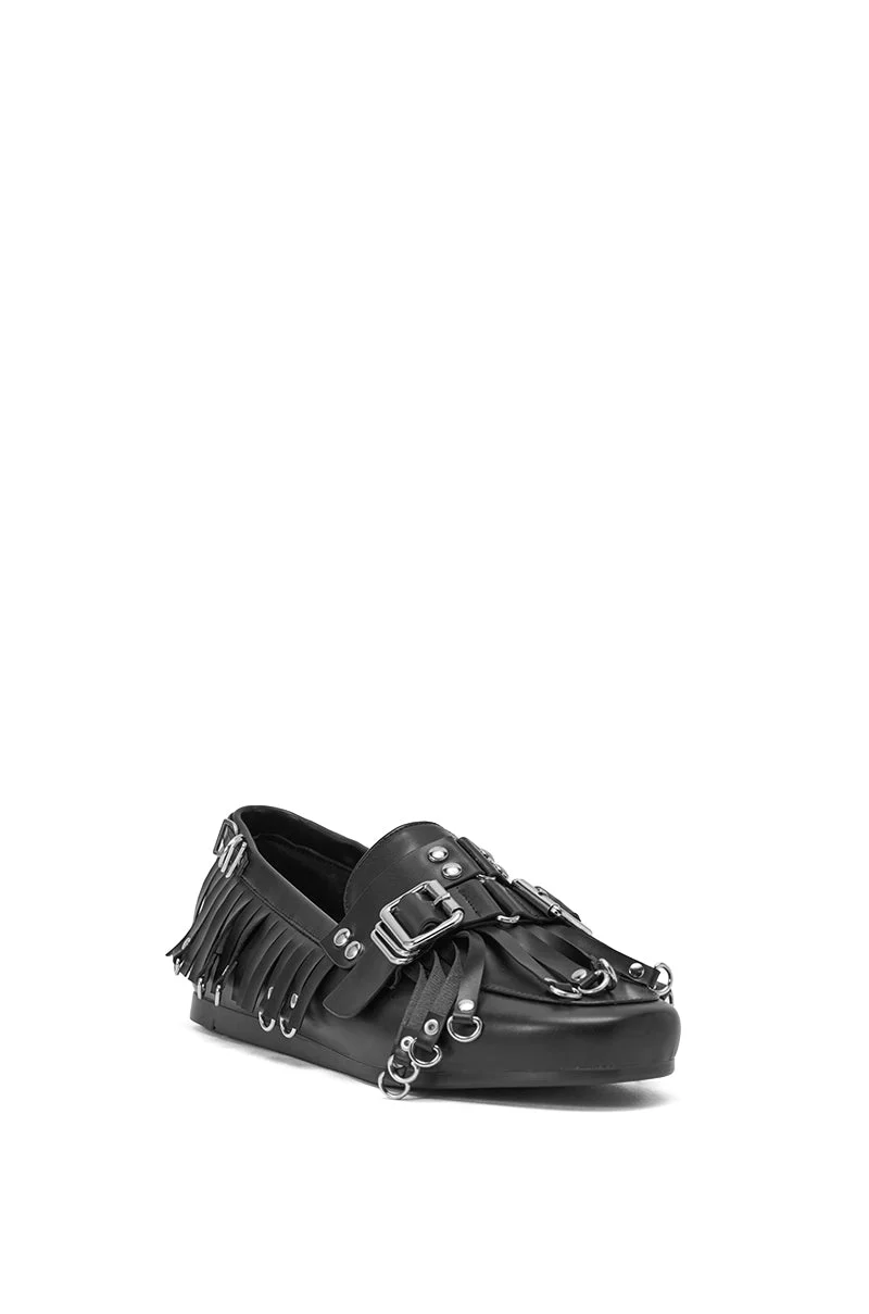 AZALEA WANG SEVYN BLACK WITH SILVER HARDWARE FLAT LOAFER - Image 5