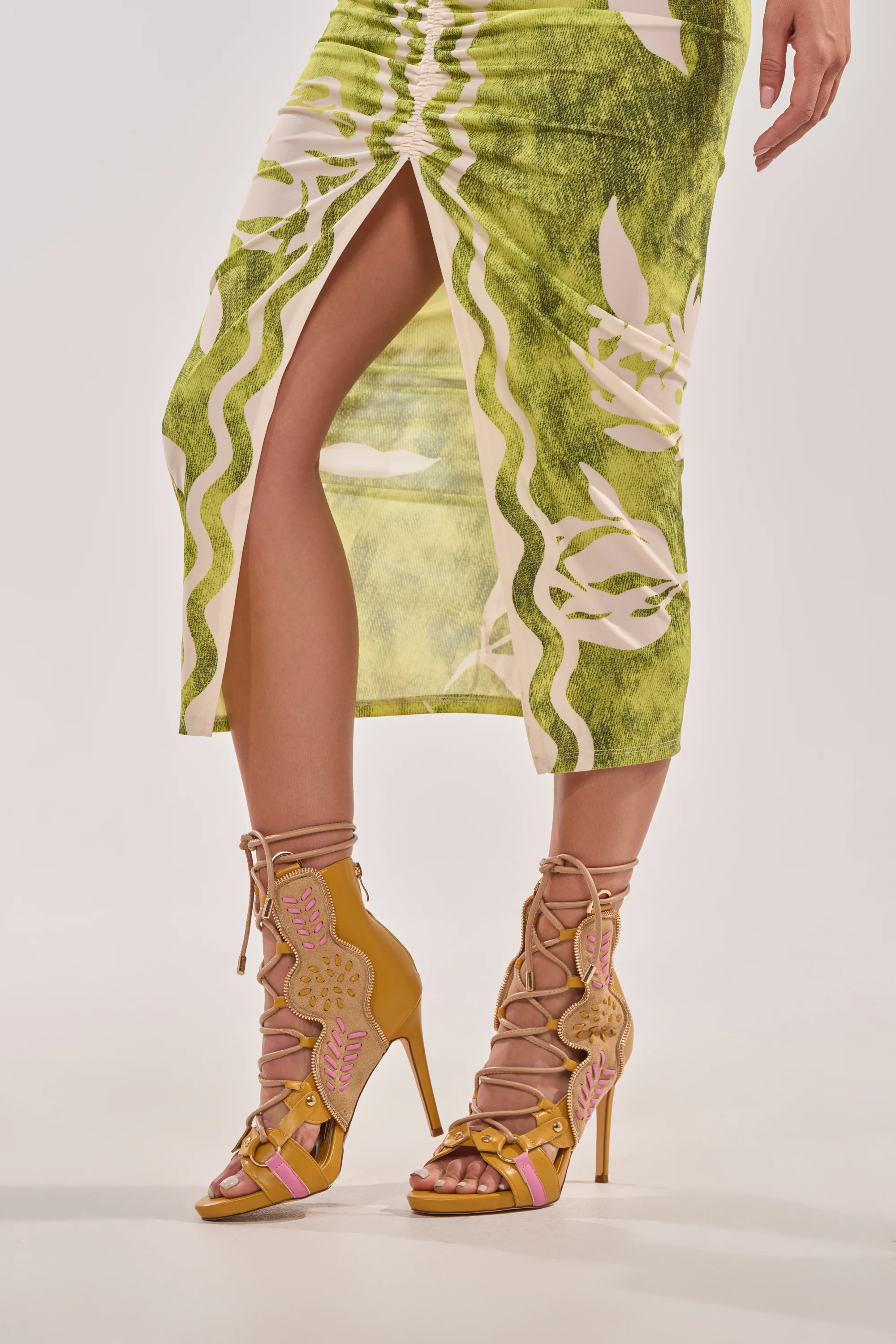 AZALEA WANG SHAINIA MUSTARD MULTI STILETTO SANDAL - Image 9