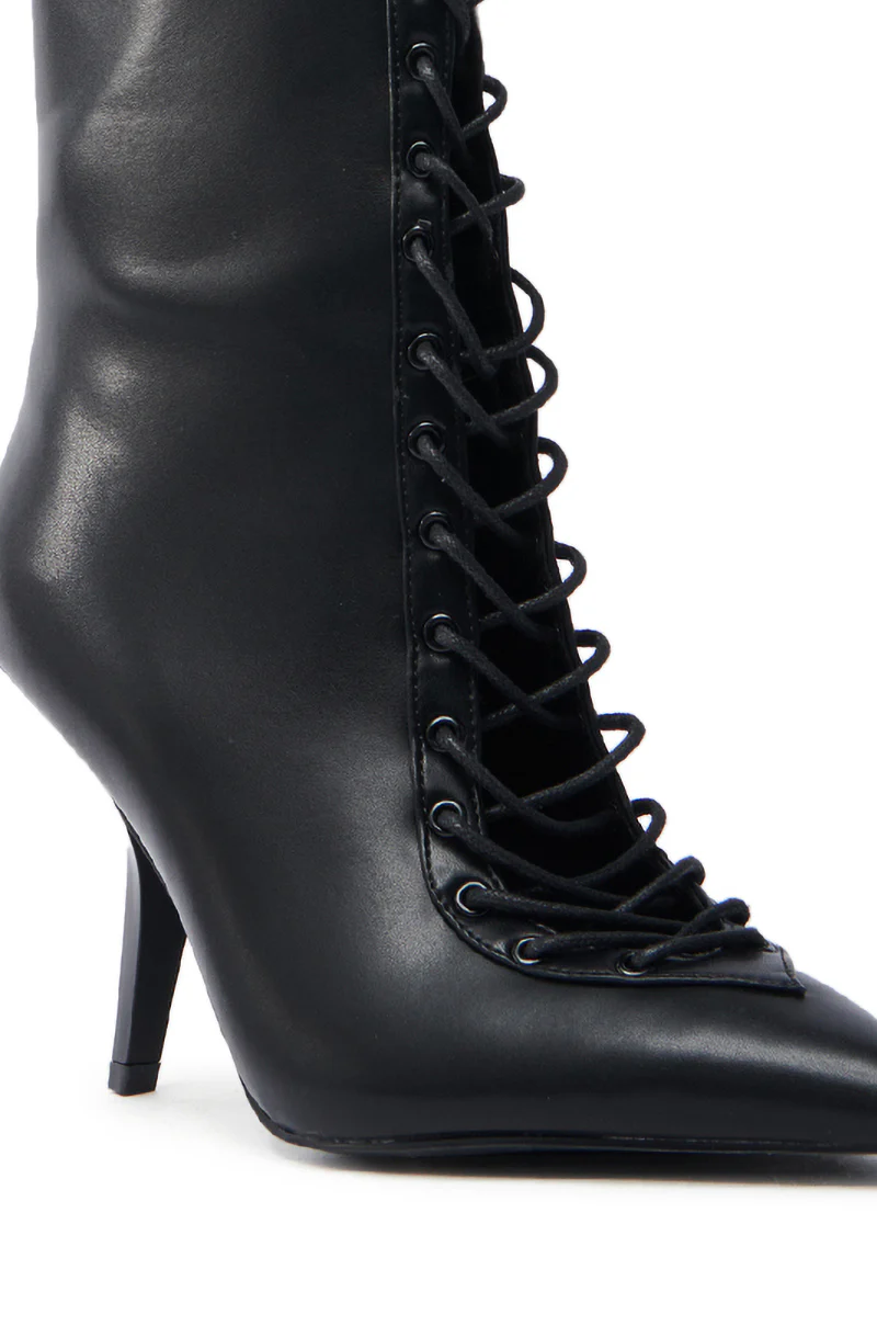 AZALEA WANG SILVA BLACK LACE UP STILETTO BOOTIE - Image 6
