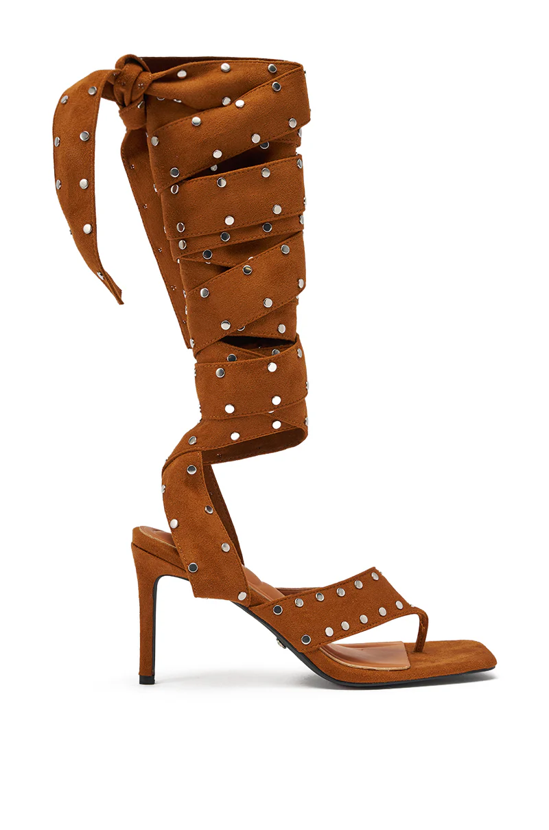 AZALEA WANG SODALITE COGNAC STRAPPY FAUX SUEDE SANDAL - Image 4