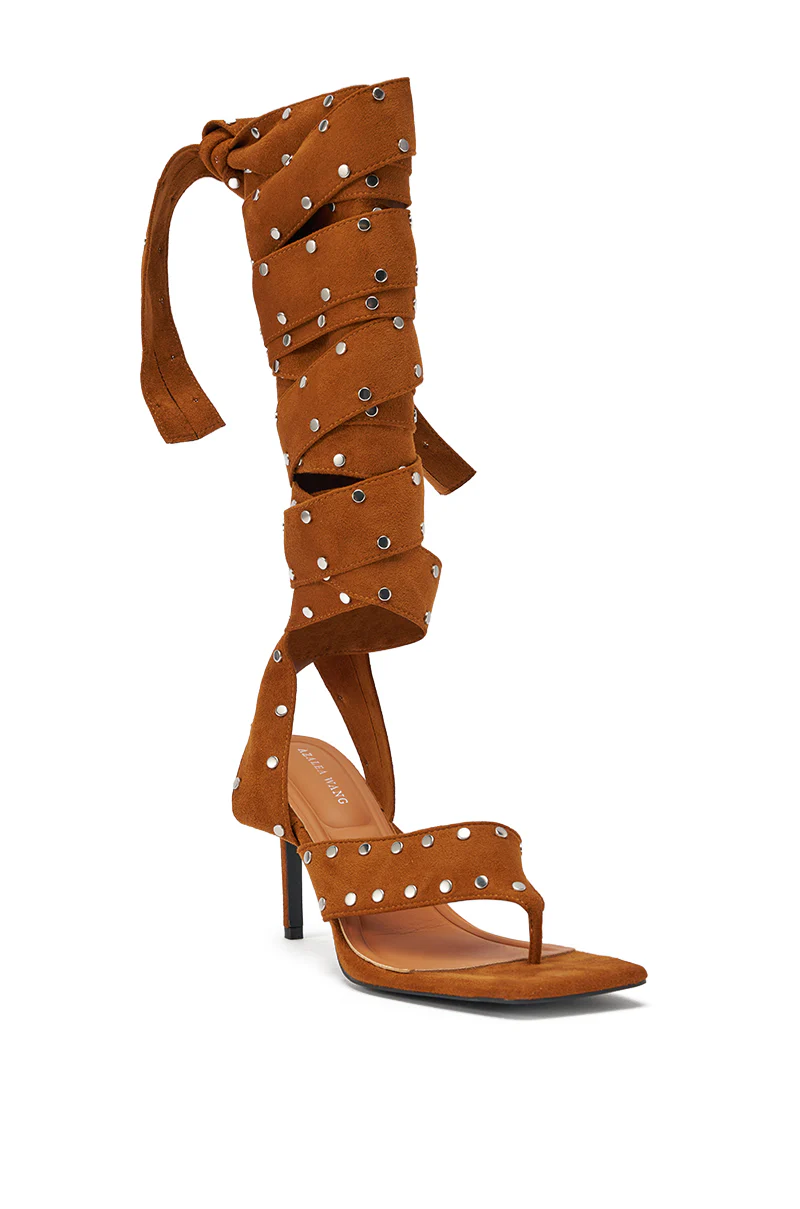 AZALEA WANG SODALITE COGNAC STRAPPY FAUX SUEDE SANDAL - Image 5