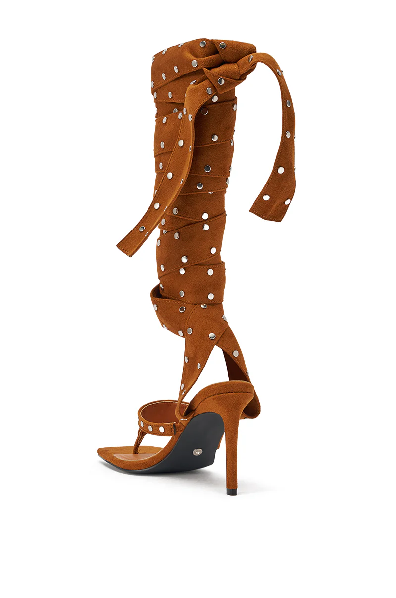 AZALEA WANG SODALITE COGNAC STRAPPY FAUX SUEDE SANDAL - Image 6