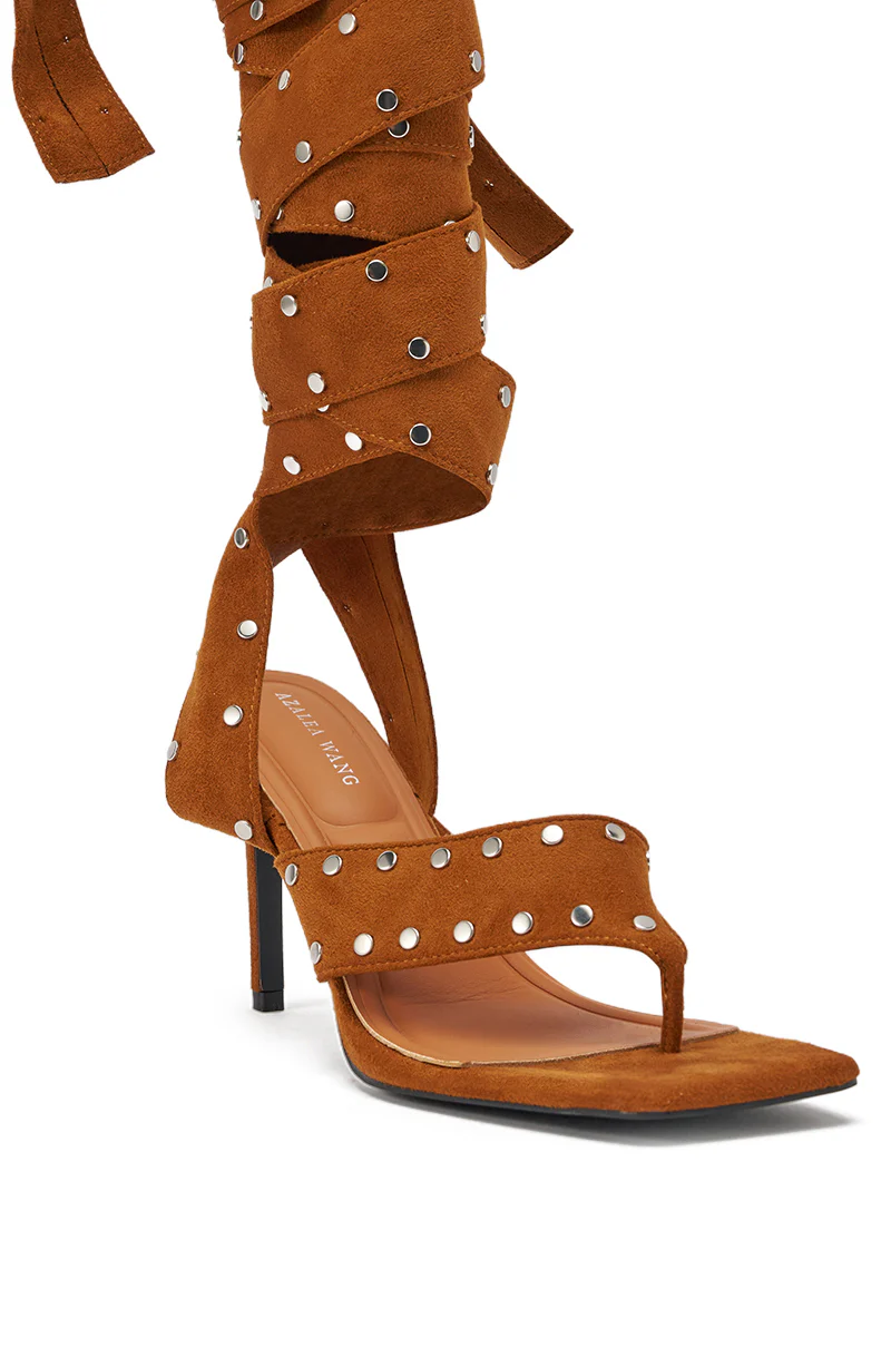 AZALEA WANG SODALITE COGNAC STRAPPY FAUX SUEDE SANDAL - Image 7