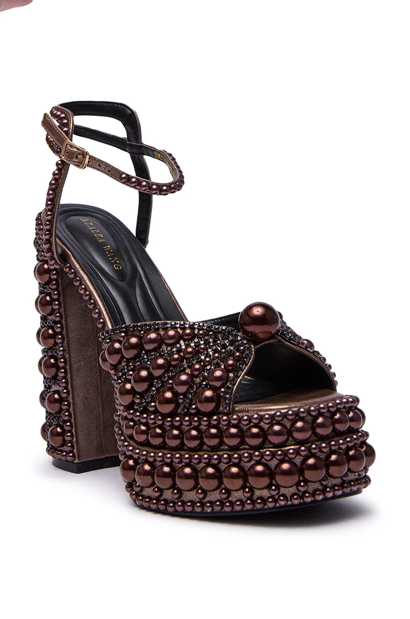 AZALEA WANG SOMETHING BRONZE EMBELLISHED PLATFORM SANDAL - Image 6