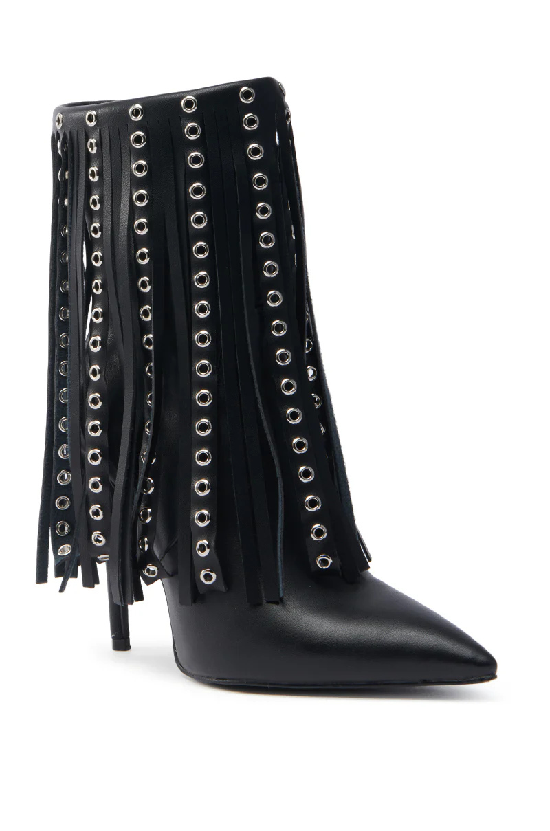 AZALEA WANG STERLING BLACK FRINGE STILETTO BOOTIE - Image 6
