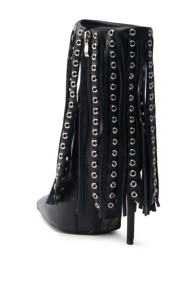 AZALEA WANG STERLING BLACK FRINGE STILETTO BOOTIE - Image 7
