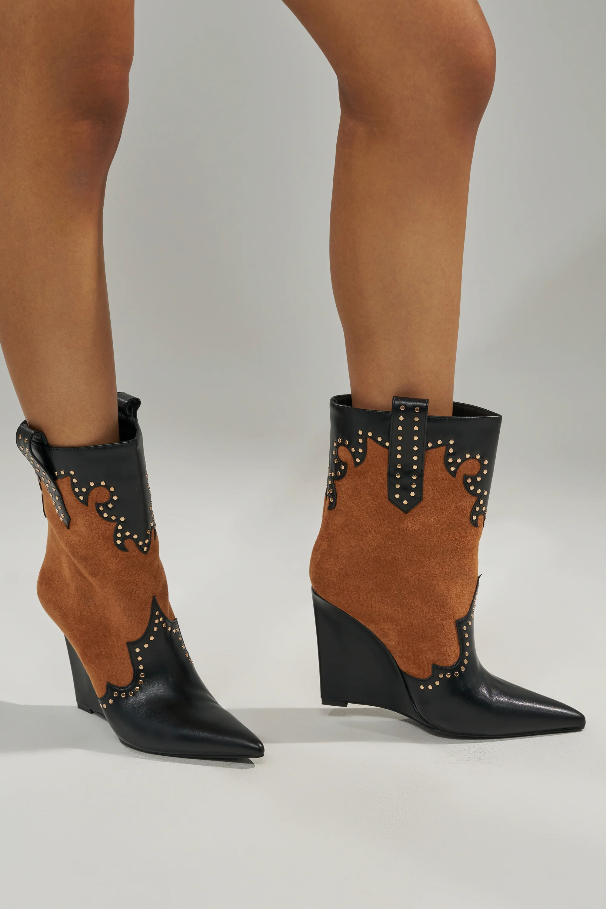 AZALEA WANG TALLULAH COGNAC WEDGE WESTERN BOOTIE - Image 2