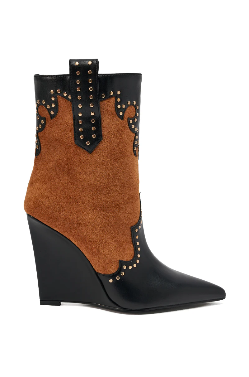 AZALEA WANG TALLULAH COGNAC WEDGE WESTERN BOOTIE - Image 7
