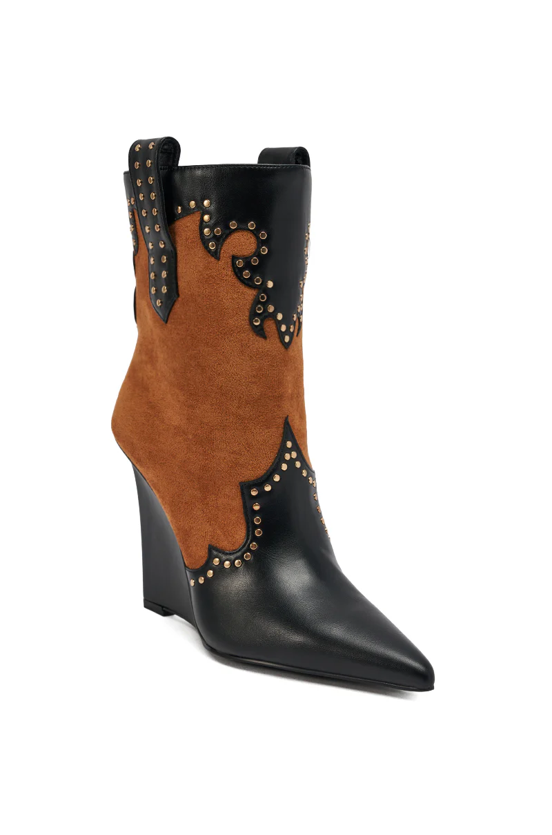 AZALEA WANG TALLULAH COGNAC WEDGE WESTERN BOOTIE - Image 8