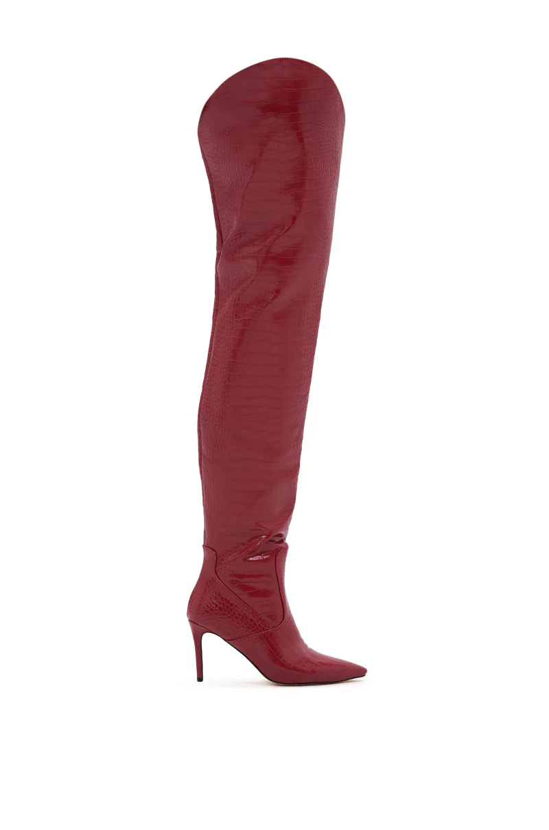 AZALEA WANG TARRANT RED STILETTO BOOT WITH WESTERN TOPLINE - Image 4