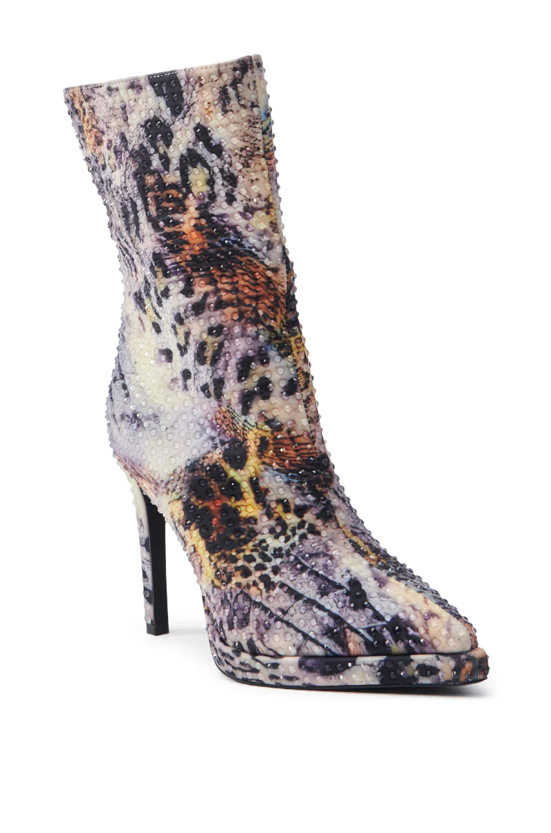 AZALEA WANG TAURA MULTI RHINESTONE EMBELLISHED ANIMAL PRINT BOOTIE - Image 6