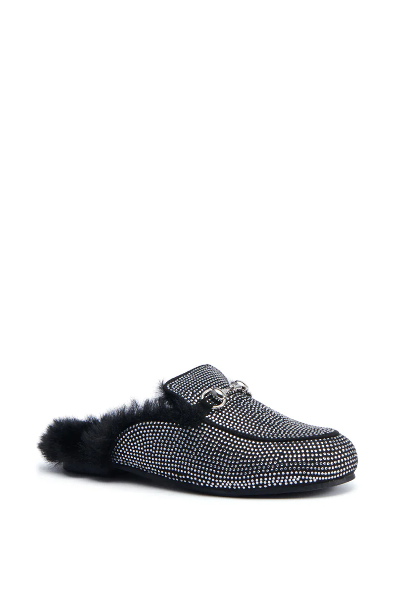 AZALEA WANG TIRAMISU BLACK FUR FOOTBED LOAFER - Image 4