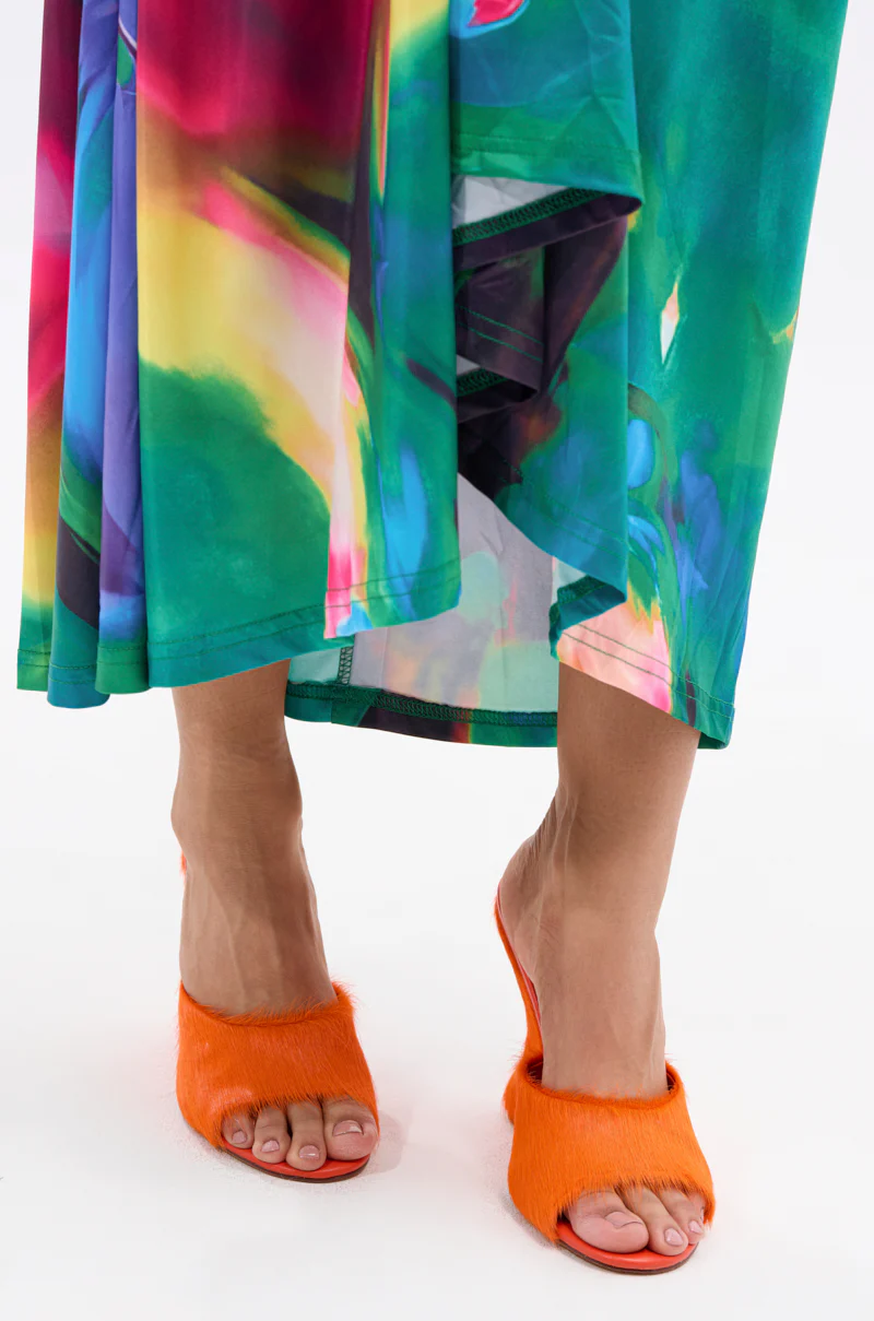 AZALEA WANG VASA ORANGE FURRY WEDGE SANDAL - Image 3