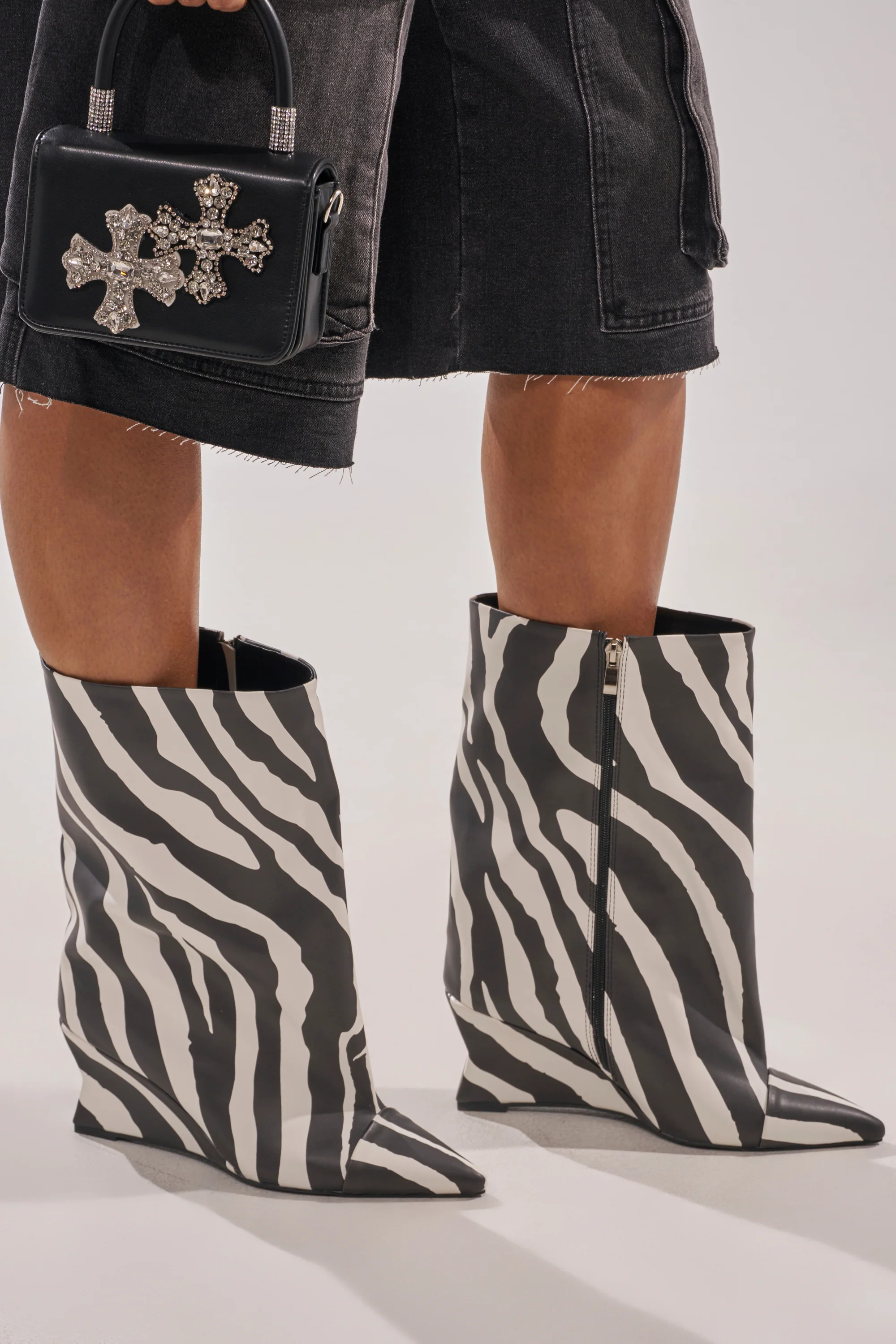 AZALEA WANG VINCI ZEBRA PU PRINT WEDGE BOOTIE - Image 2