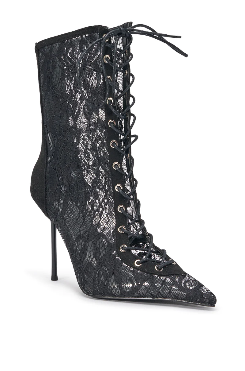 AZALEA WANG VIRTUOSO BLACK LACE STILETTO BOOTIE - Image 5