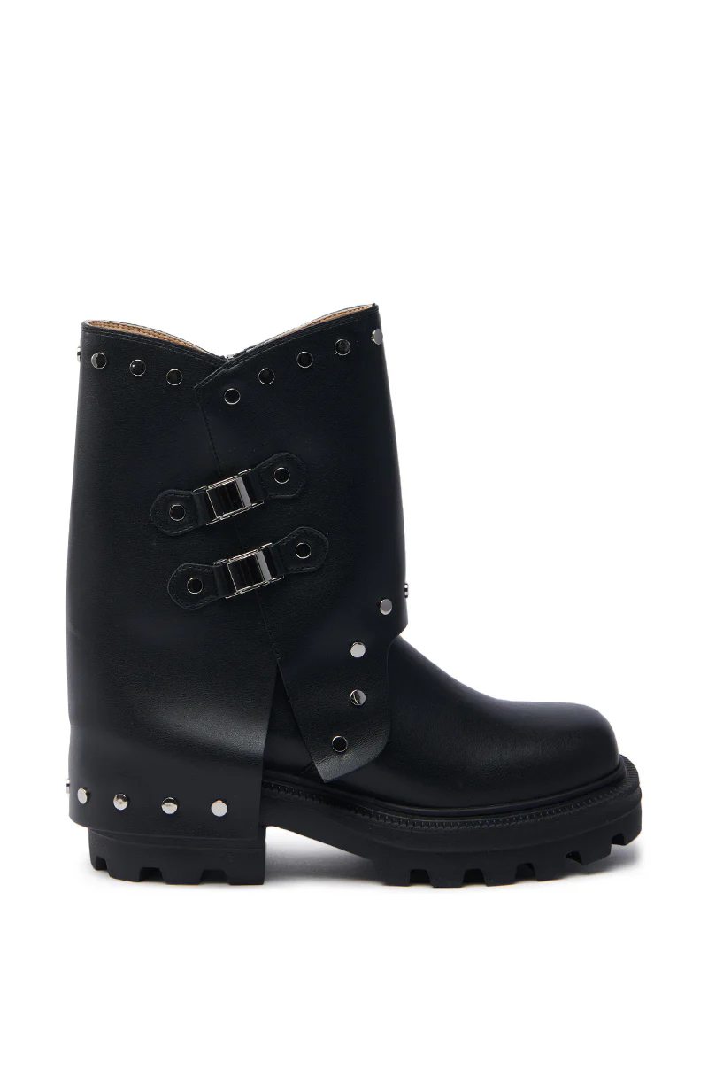 AZALEA WANG XAVIER BLACK WITH METAL FLAT BOOTIE - Image 4