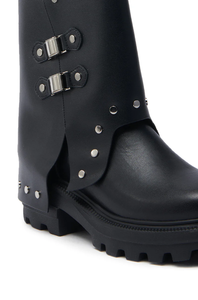 AZALEA WANG XAVIER BLACK WITH METAL FLAT BOOTIE - Image 7