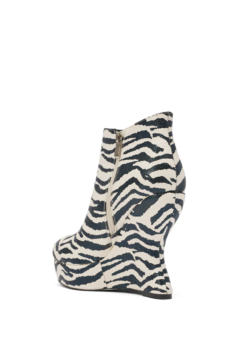AZALEA WANG ZEBRA PU PRINT WEDGE BOOTIE - Image 5