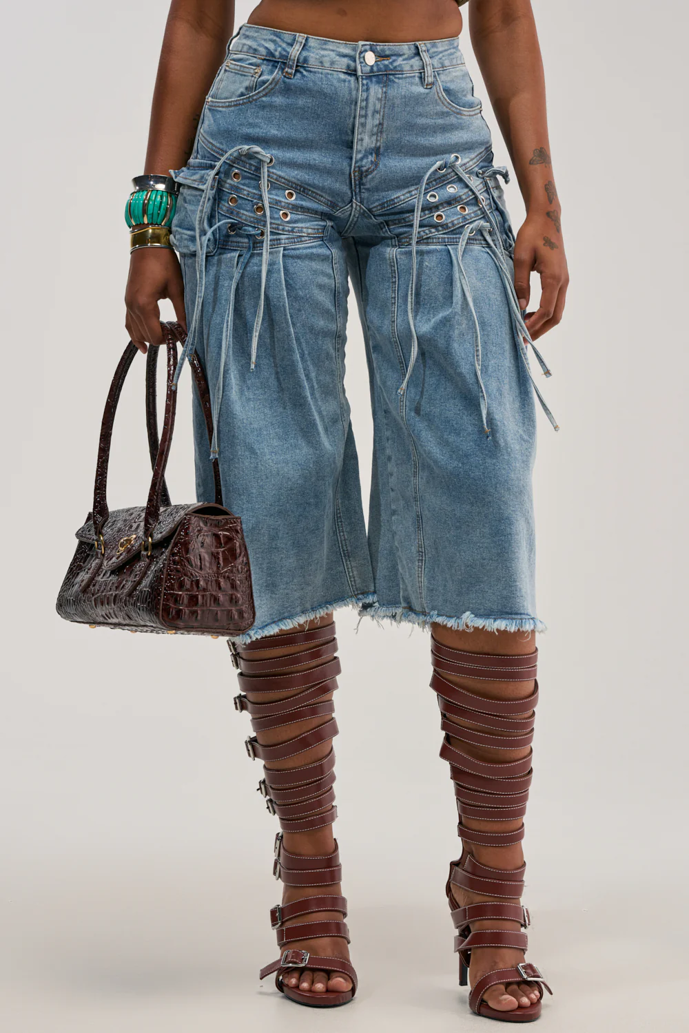 BABY GIRL DENIM GAUCHO SHORT - Image 3