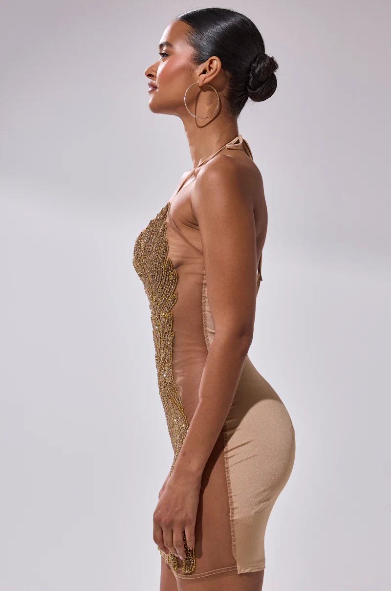 BABY PLEASE MINI DRESS IN GOLD - Image 5