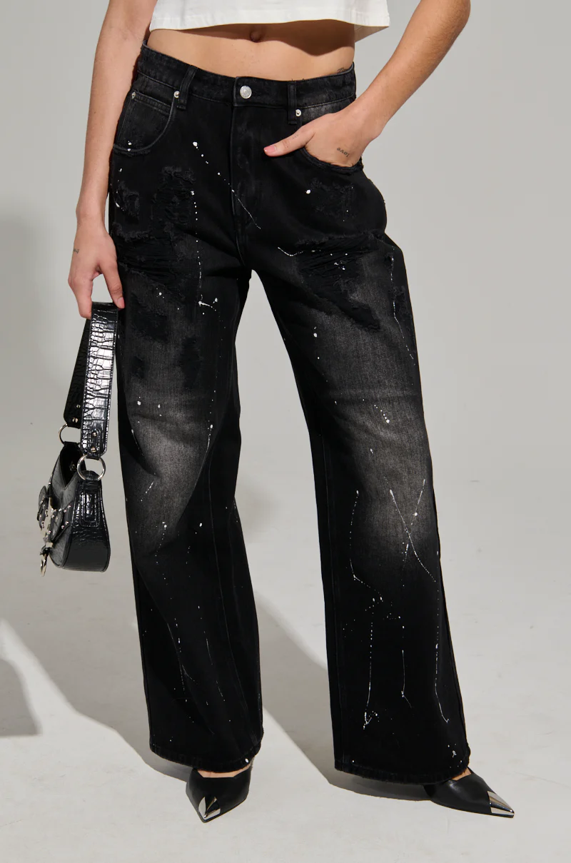 BACK IN BLACK DISTRESSED DENIM JEANS - Image 3
