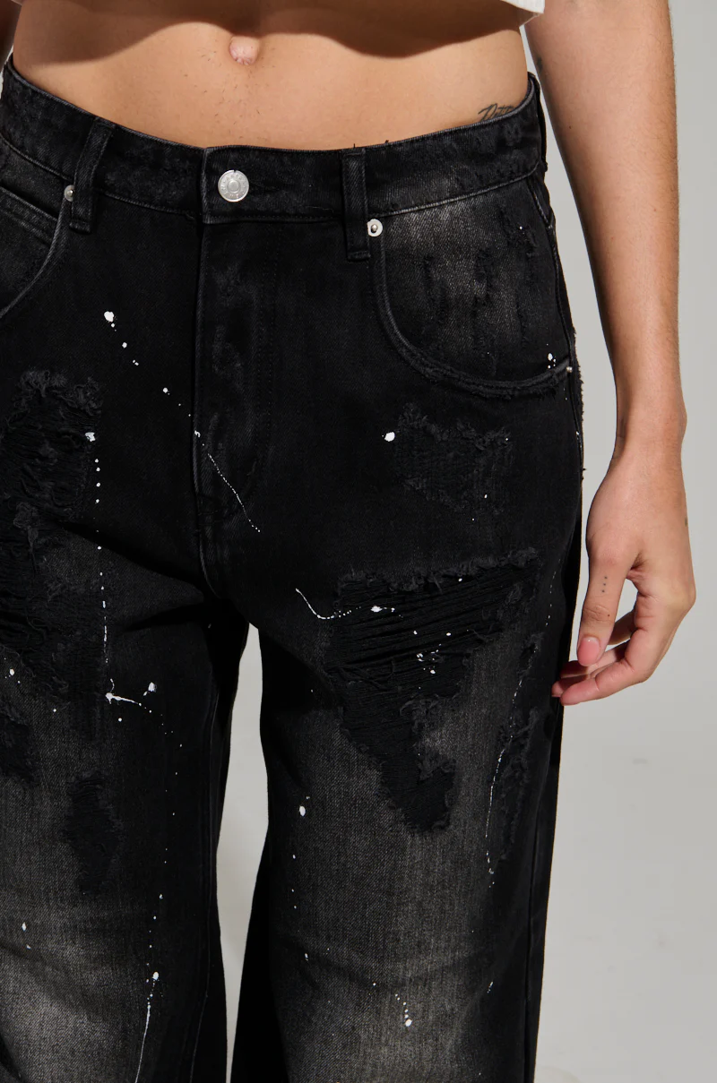 BACK IN BLACK DISTRESSED DENIM JEANS - Image 7