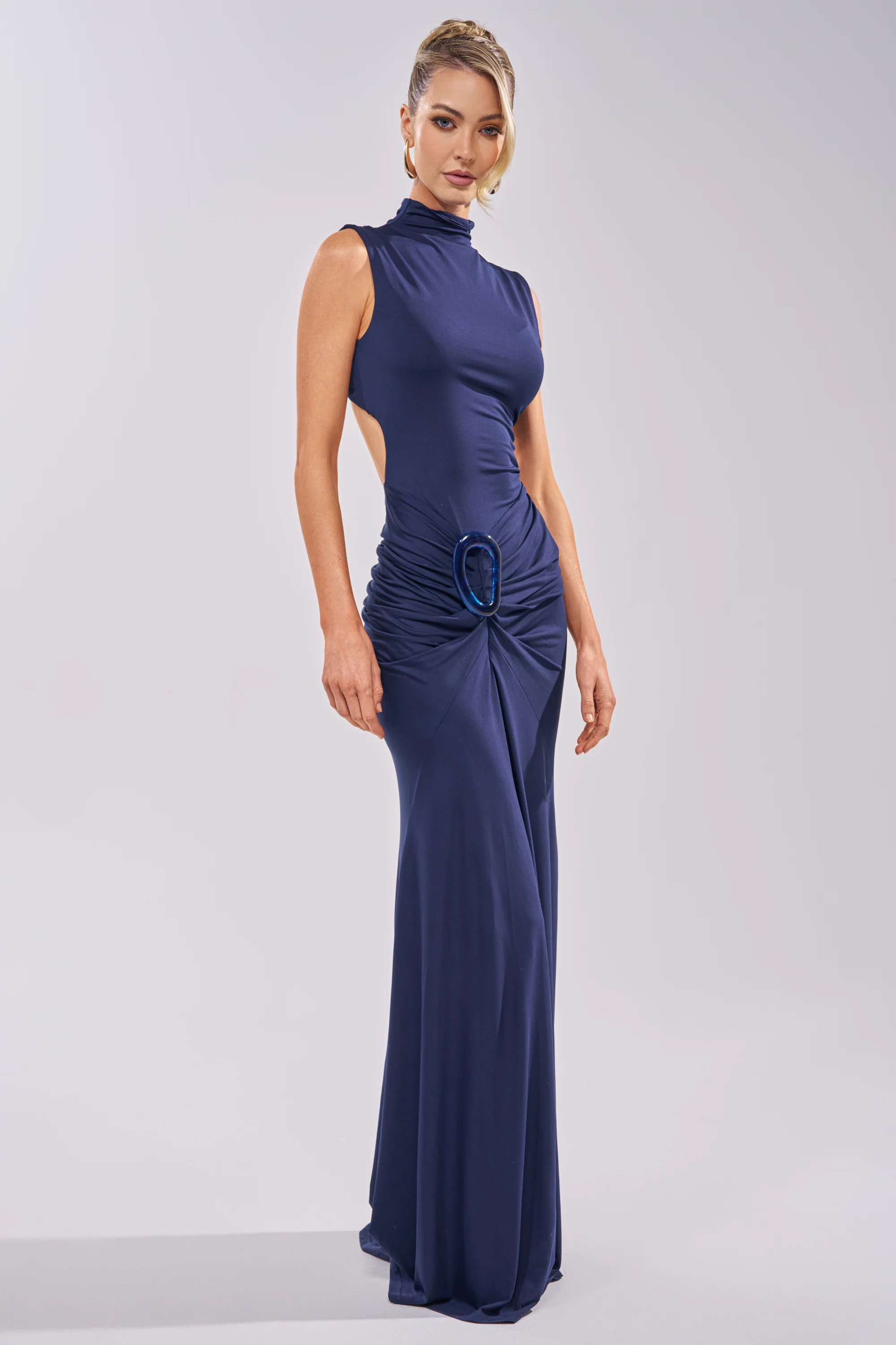BE MY DATE BODYCON MAXI DRESS IN NAVY