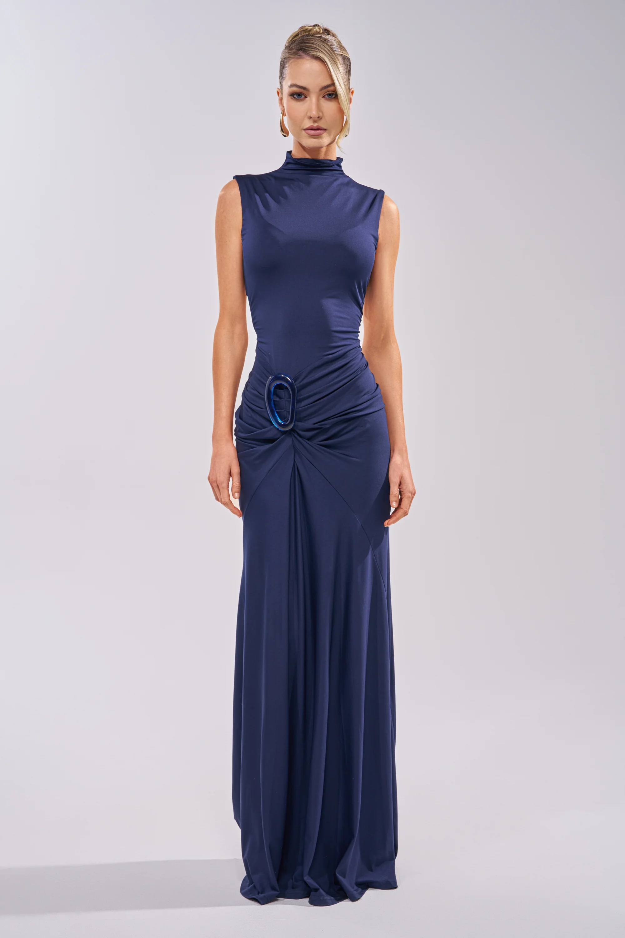BE MY DATE BODYCON MAXI DRESS IN NAVY - Image 2