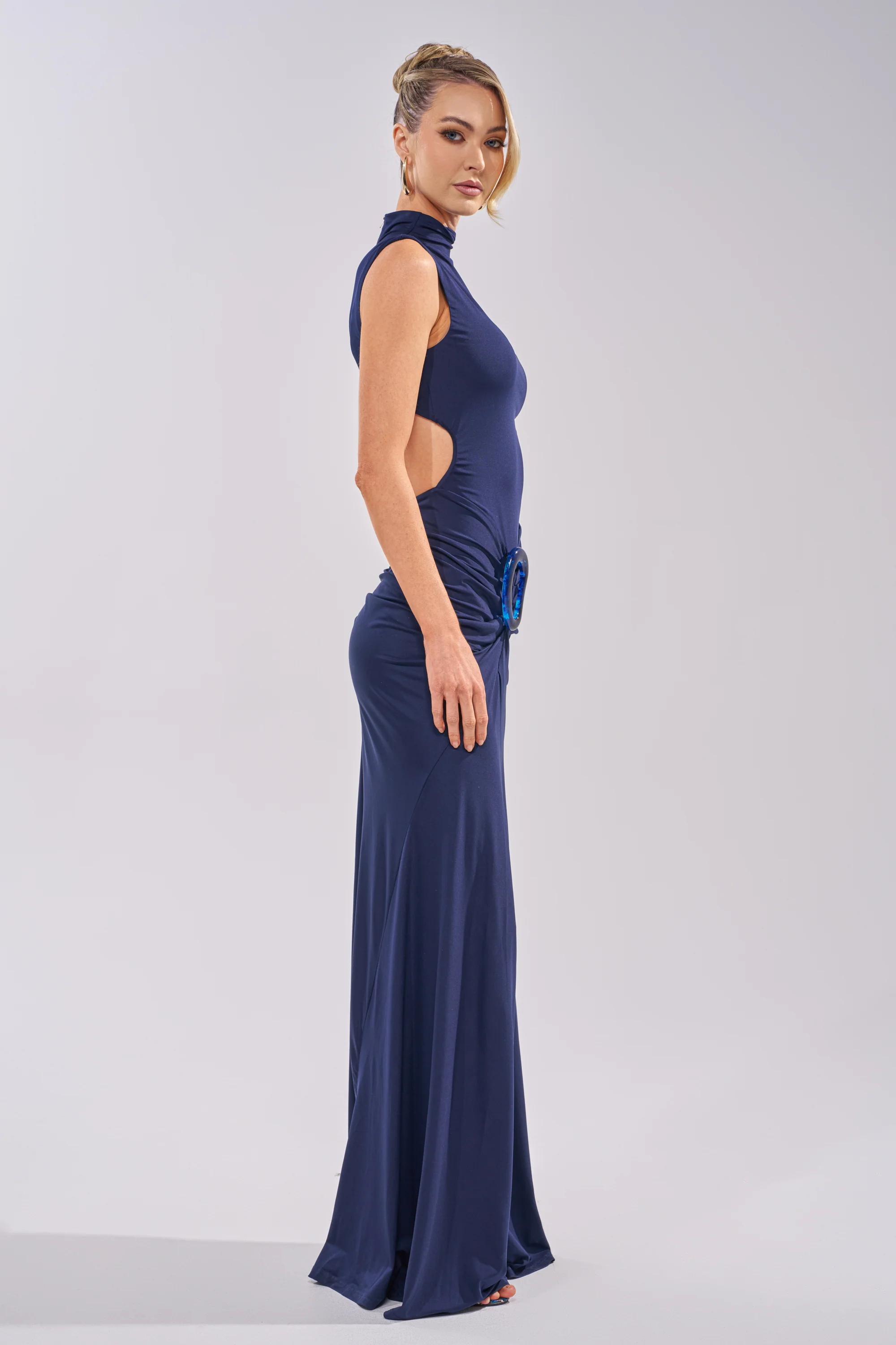 BE MY DATE BODYCON MAXI DRESS IN NAVY - Image 4