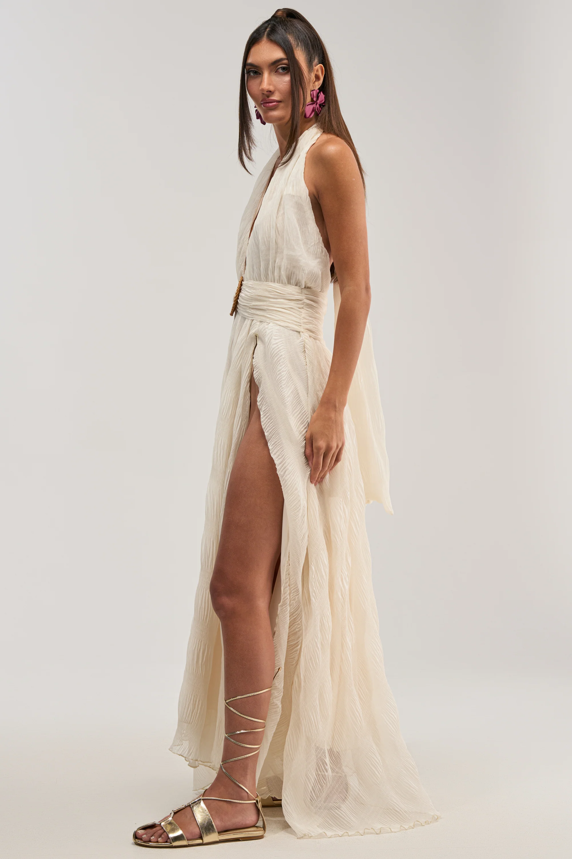 BEACH CLUB BELTED MAXI DRESS IN WHITE - Image 5