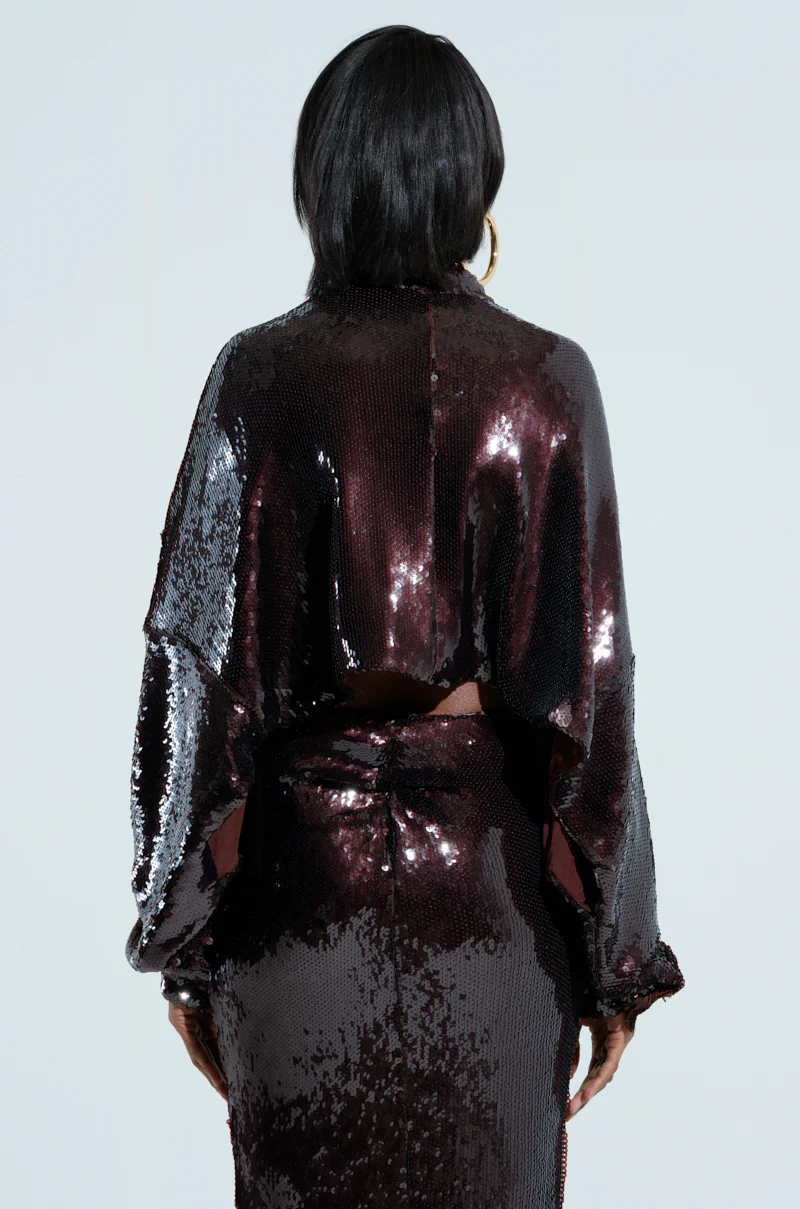 BELIEVE IN LOVE SEQUIN TOP IN BROWN - Image 4