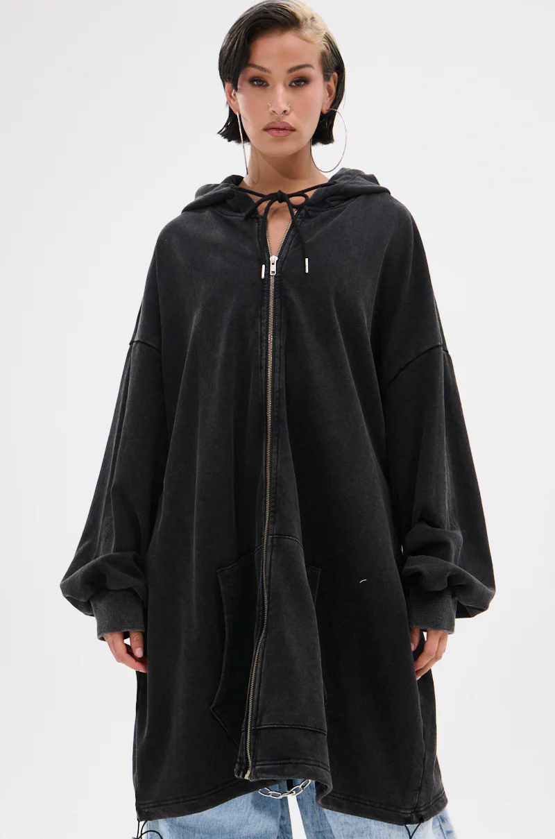 BELIEVE WHAT YOU HEARD OVERSIZED ZIP UP SWEATSHIRT - Image 4