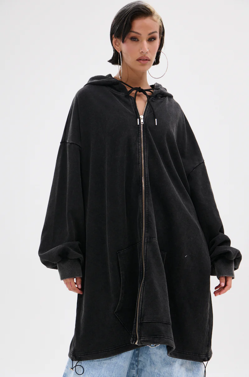 BELIEVE WHAT YOU HEARD OVERSIZED ZIP UP SWEATSHIRT - Image 5