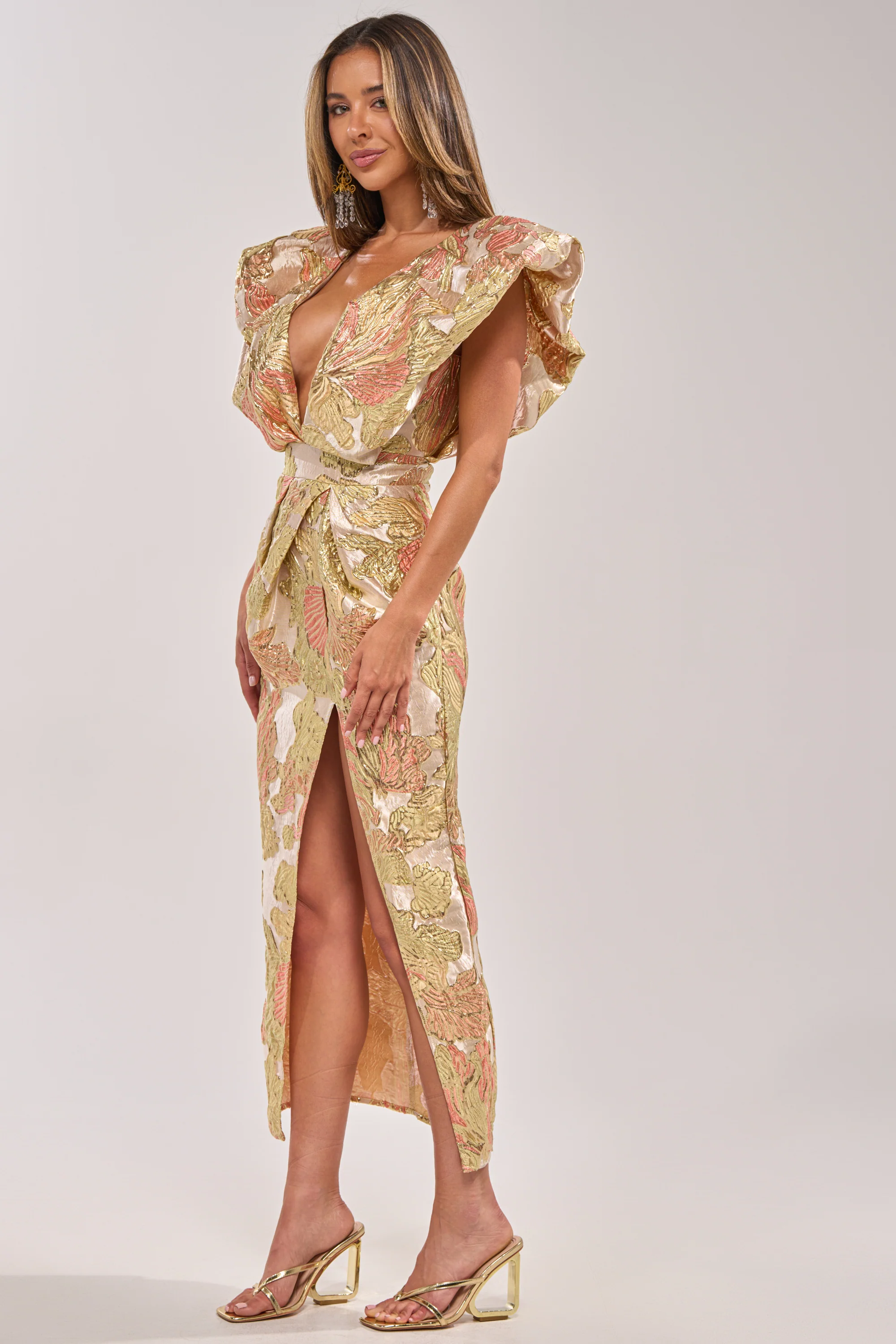 BEST DRESSED BROCADE MAXI DRESS IN PINK - Image 4