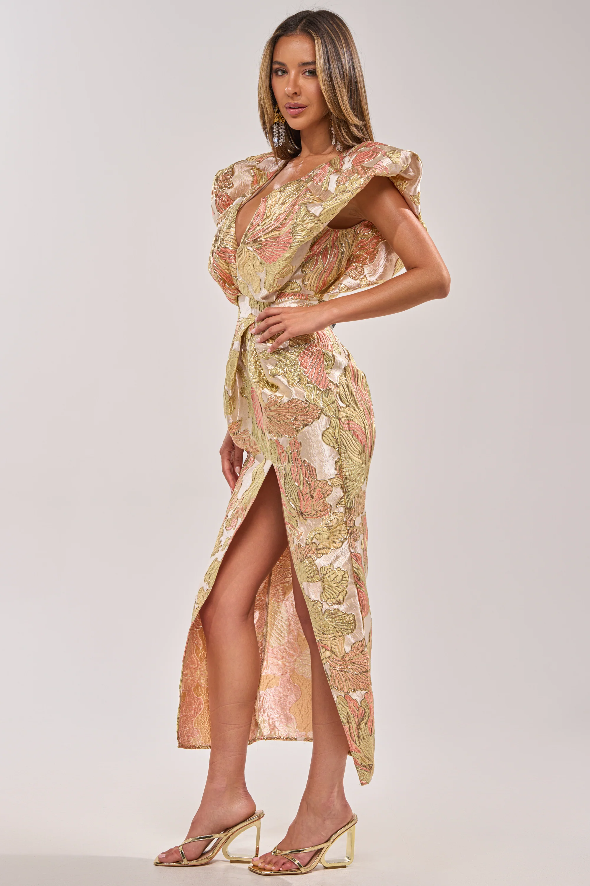 BEST DRESSED BROCADE MAXI DRESS IN PINK - Image 5