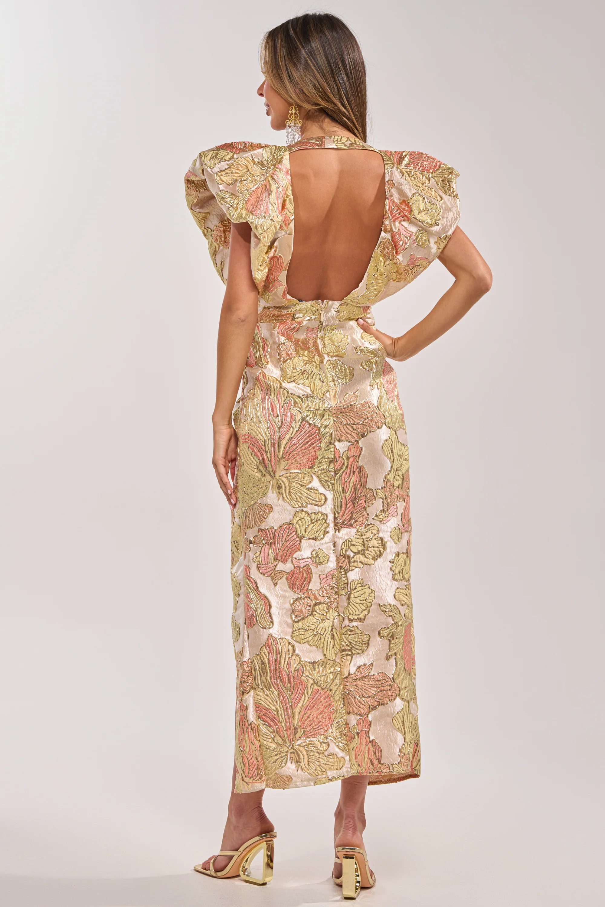 BEST DRESSED BROCADE MAXI DRESS IN PINK - Image 6