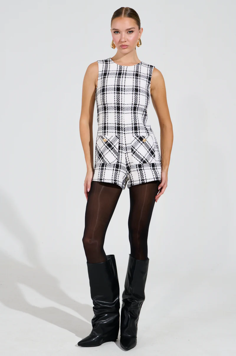 BEST DRESSED PLAID ROMPER IN WHITE - Image 5
