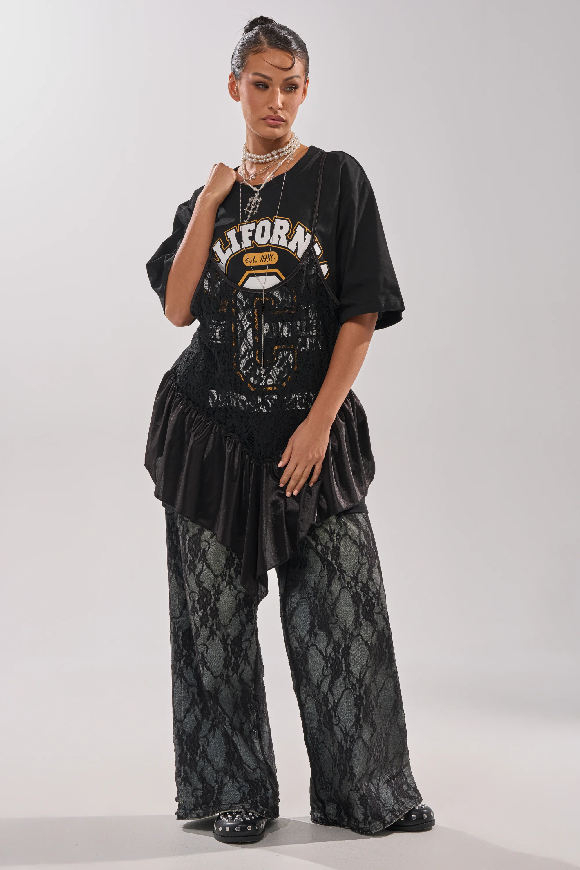 BEVERLY HILLS DIVA LACE OVERLAY TEE - Image 8