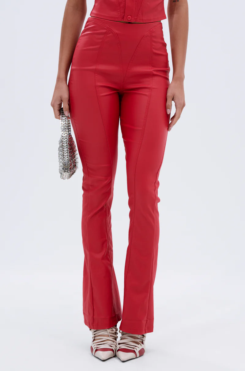 BIG CITY LIVIN FAUX LEATHER LEGGING IN RED