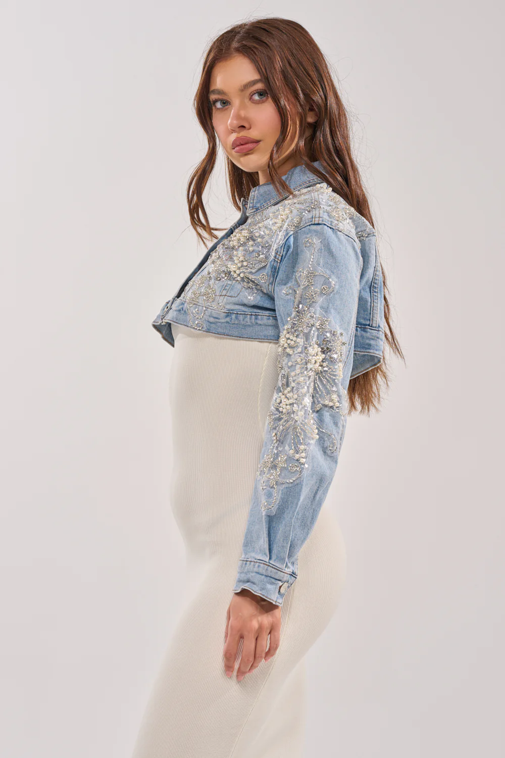 BILLIONAIRE BELLE EMBELLISHED DENIM JACKET - Image 4