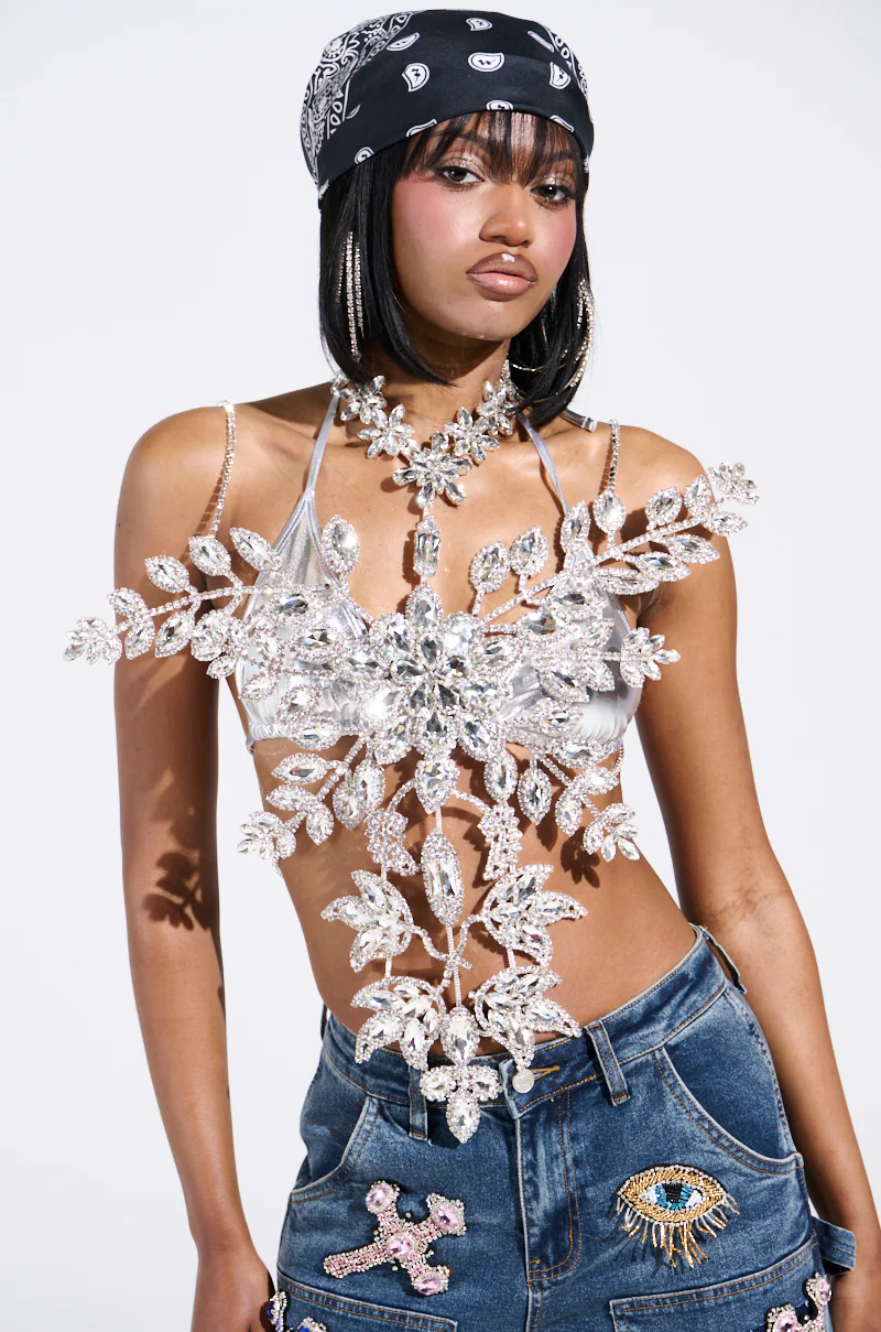 BLINDED BY THE LIGHTS RHINESTONE TOP - Image 3